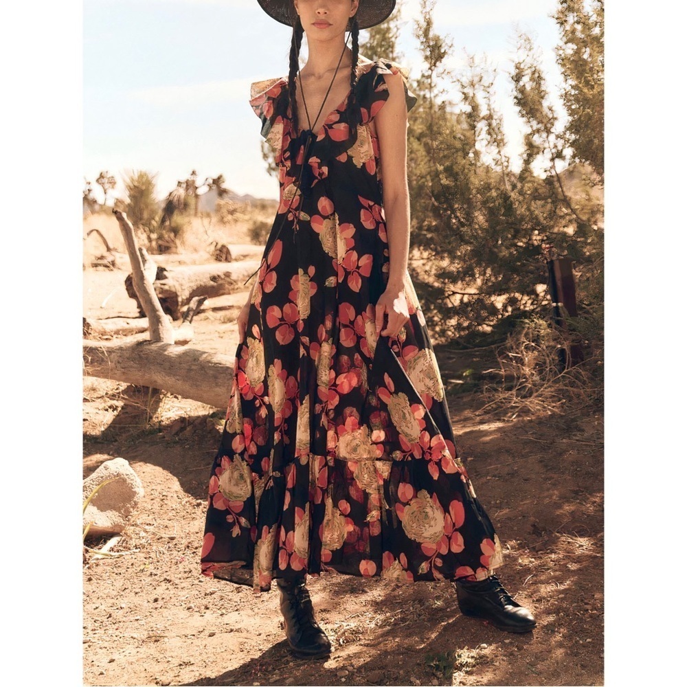 NWOT THE GREAT. Maxi Floral The Geranium Ruffle Dress